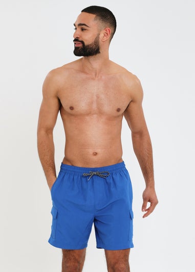 Threadbare Cobalt Mid-length Cargo Swim Shorts