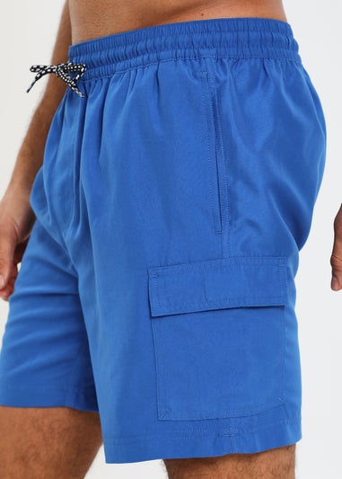 Threadbare Cobalt Mid-length Cargo Swim Shorts