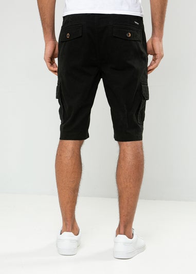 Threadbare Black Bute Cotton Cargo Shorts