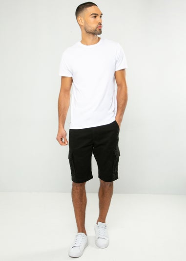 Threadbare Black Bute Cotton Cargo Shorts