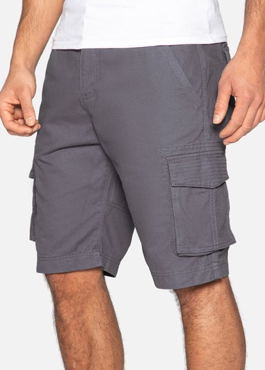 Threadbare Charcoal Bute Cotton Cargo Shorts