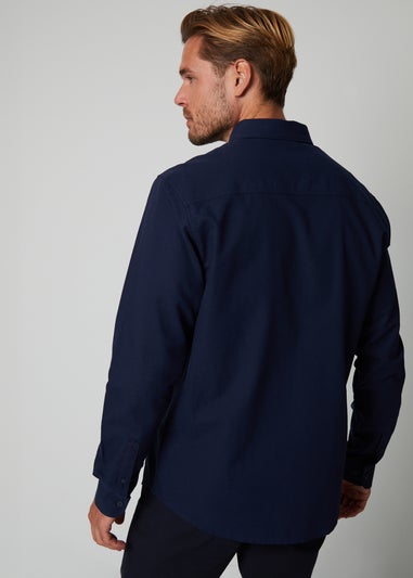 Threadbare Navy Oxford Cotton Long Sleeve Shirt