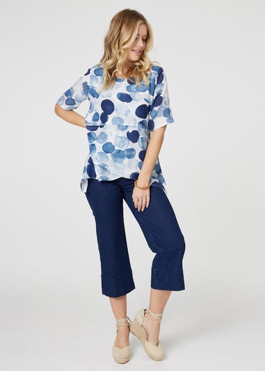 Izabel London Blue Polka Dot Layered Blouse Top