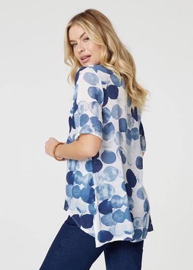 Izabel London Blue Polka Dot Layered Blouse Top