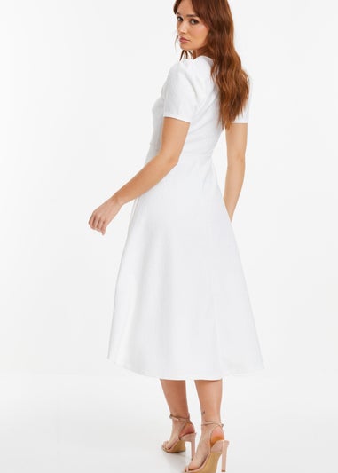 Quiz White Dip Hem Midi Dress