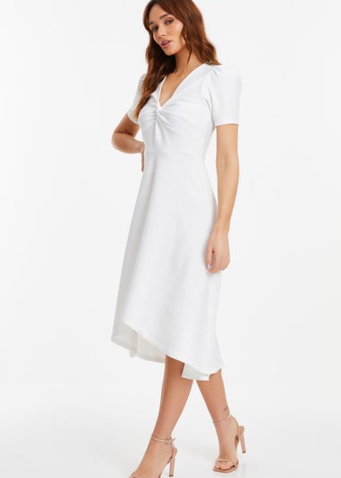 Quiz White Dip Hem Midi Dress