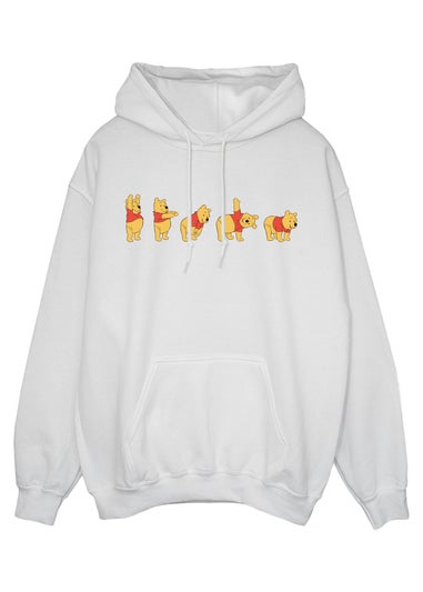 Disney Winnie The Pooh Stretching White Printed Hoodie