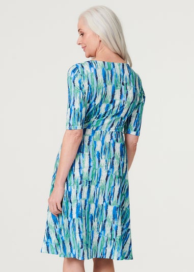 Izabel London Green Printed Faux Wrap Dress