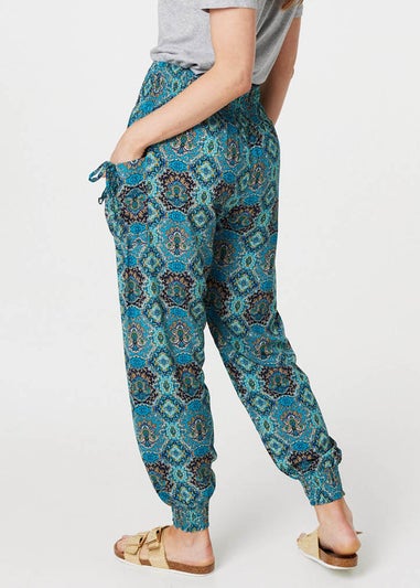 Izabel London Green Printed Pull On Tapered Pants