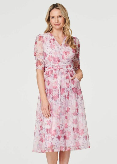 Izabel London Red Floral Wrap Front Tea Dress