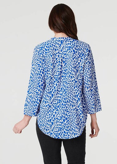 Izabel London Blue Heart Print V-Neck Blouse