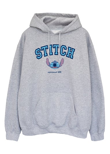 Disney Stitch Collegial Women Heather Grey Printed Hoodie