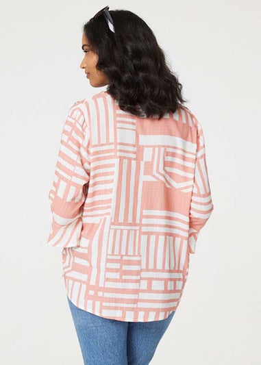 Izabel London Pink Printed 3/4 Flare Sleeve Blouse