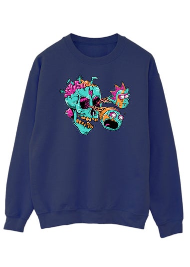 Cartoon Network Rick & Morty Eyeball Skull Navy Printed Sweatshirt