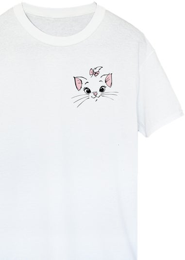 Disney The Aristocats Marie Face White Printed Boyfriend Fit T-Shirt
