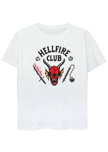 Stranger Things Kids White Hellfire Club Printed T-Shirt (3-13 yrs)