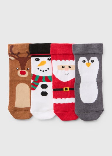 4 Pack Baby Christmas Socks (Newborn-24mths)