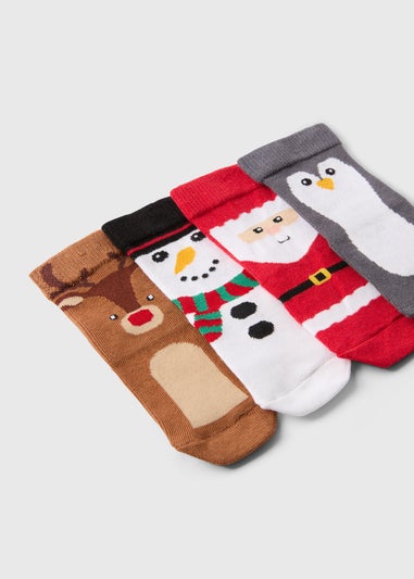 4 Pack Joyful Baby Christmas Socks (Newborn-24mths)