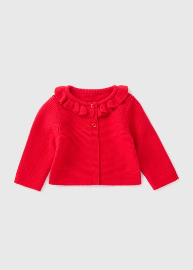 Baby Red Frilled Cardigan (Newborn-23mths)