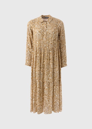 Cream Paisley Midi Shirt Dress