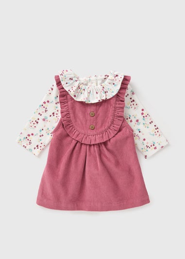 Baby Burgundy Corduroy Pinafore & Top Set (Newborn-23mths)