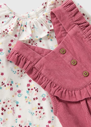 Baby Burgundy Corduroy Pinafore & Top Set (Newborn-23mths)