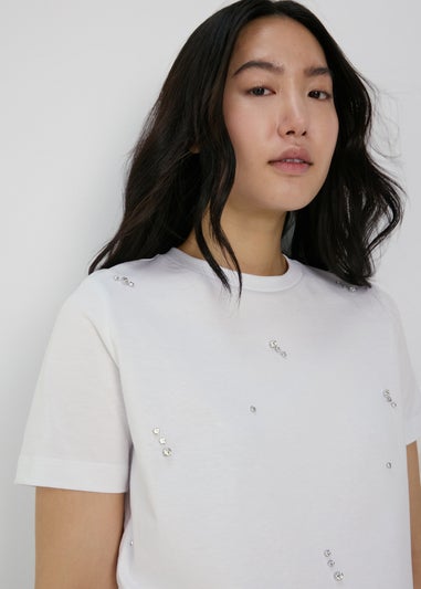 White Embellished T-Shirt