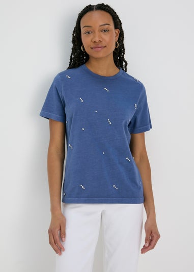 Blue Embellished T-Shirt