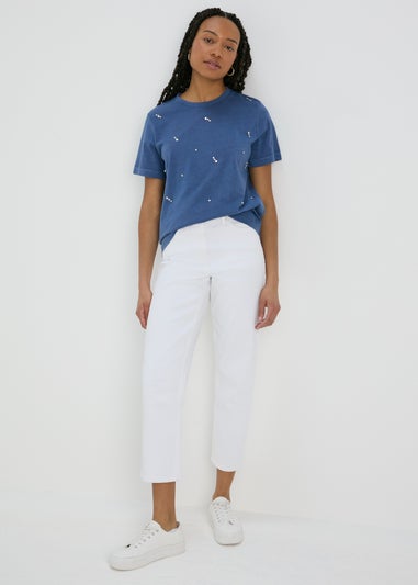 Blue Embellished T-Shirt