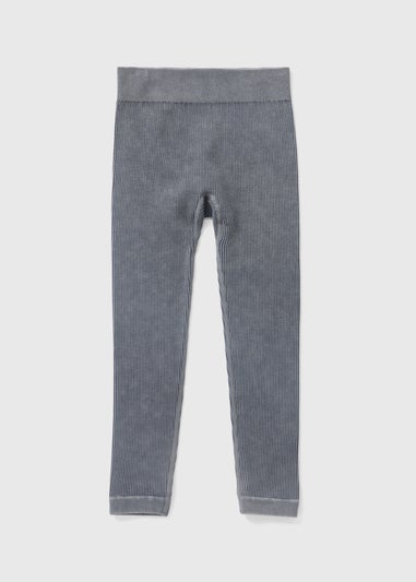 Girls Grey Acid Wash Seamless Leggings (7-15yrs)