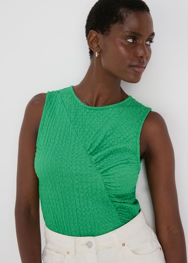 Green Seam Detail Textured Vest