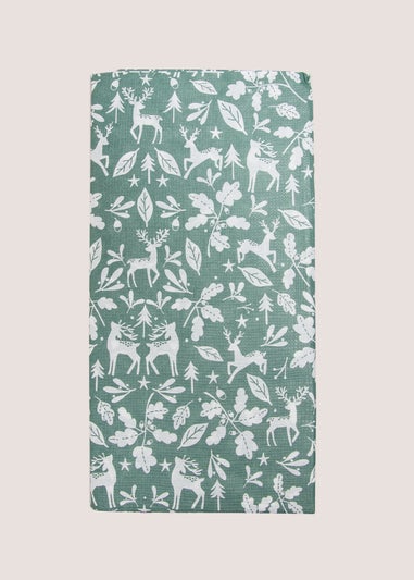 Winter Poem Green Stag Tablecloth