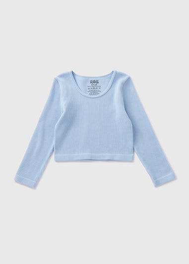 Girls Blue Seamless Long Sleeve Top (7-15yrs)