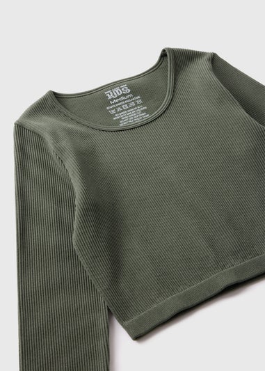 Girls Khaki Long Sleeve Seamless Top (7-15yrs)