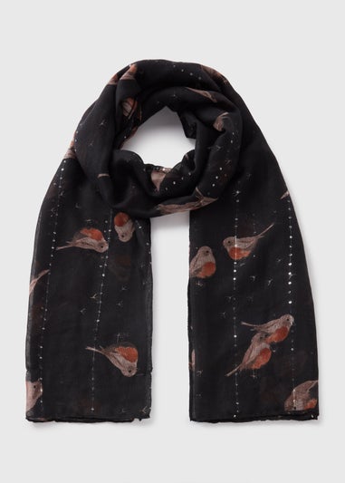 Black Robin Woven Scarf