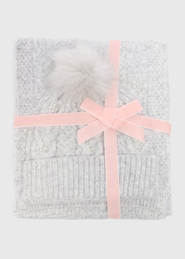 2 Piece Grey Hat & Scarf Gift Set