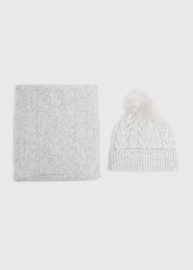 2 Piece Grey Hat & Scarf Gift Set