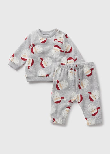 Christmas Baby Grey Santa Sweatshirt & Jogging Bottoms Set (Newborn-23mths)