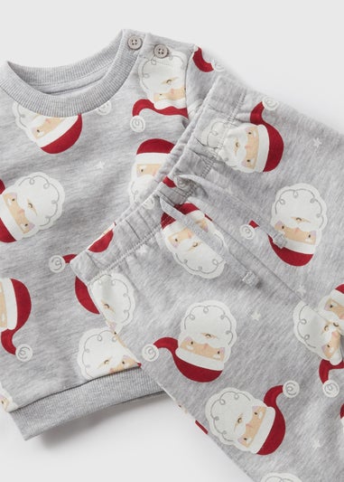 Christmas Baby Grey Santa Sweatshirt & Jogging Bottoms Set (Newborn-23mths)