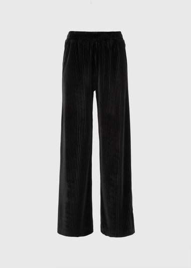 Black Velvet Wide Leg Trousers