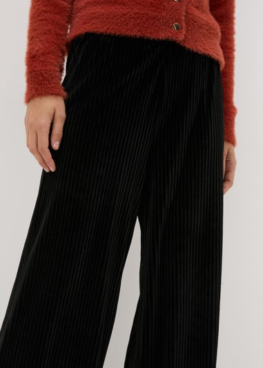 Black Velvet Wide Leg Trousers