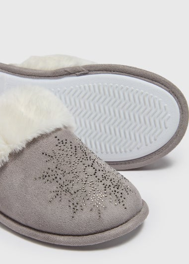 Stone Snowflake Mule Slippers