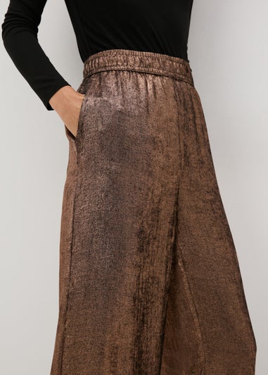 Bronze Wide Leg Textured Trousers