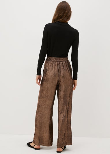 Bronze Wide Leg Textured Trousers