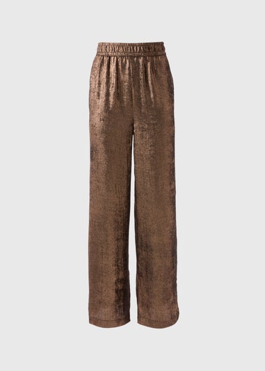 Bronze Wide Leg Textured Trousers