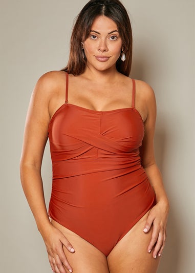 In The Style Rust Ruched Swimsuit