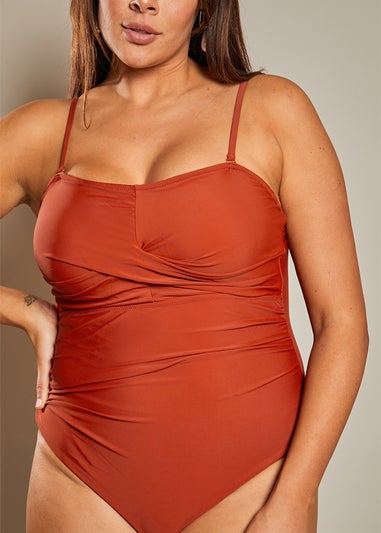 In The Style Rust Ruched Swimsuit