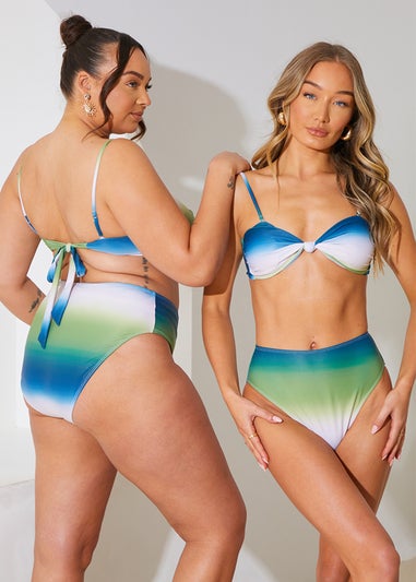 In The Style Perrie Sian Blue Ombre High Waisted Bikini Bottoms