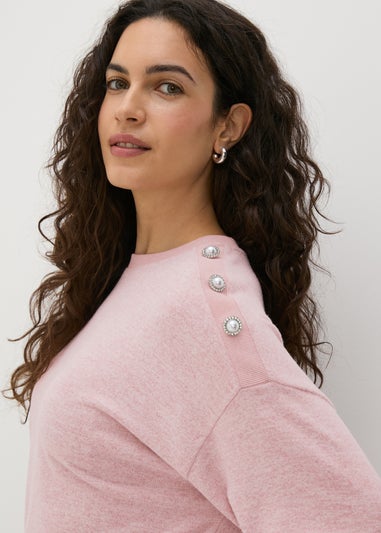 Pink Shoulder Embellished Jumper