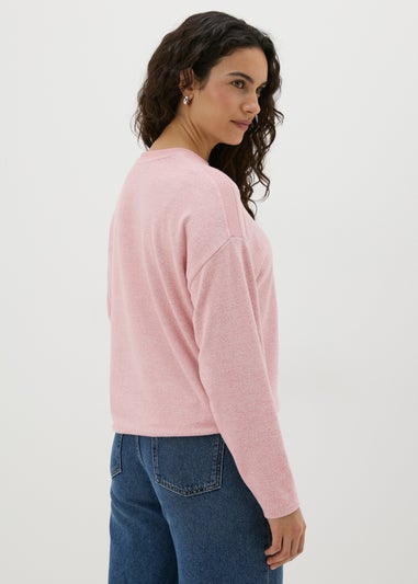 Pink Shoulder Embellished Jumper